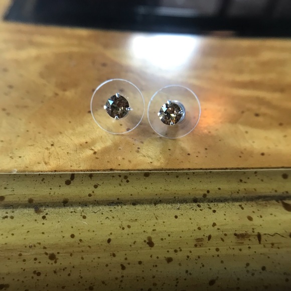 Yellow Crystal Sterling Silver Stud Earrings - Picture 1 of 5